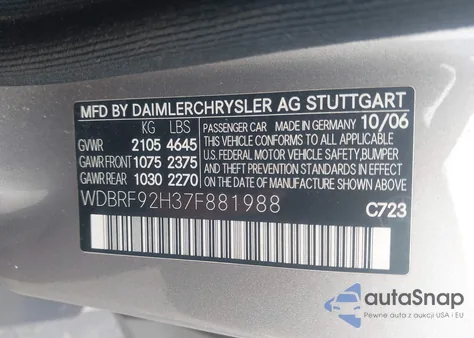 2007 Mercedes-Benz C 280 Luxury 4Matic z USA, uszkodzony, nr VIN WDBRF92H37F881988